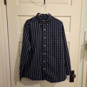 Chaps Navy Plaid Casual Shirt